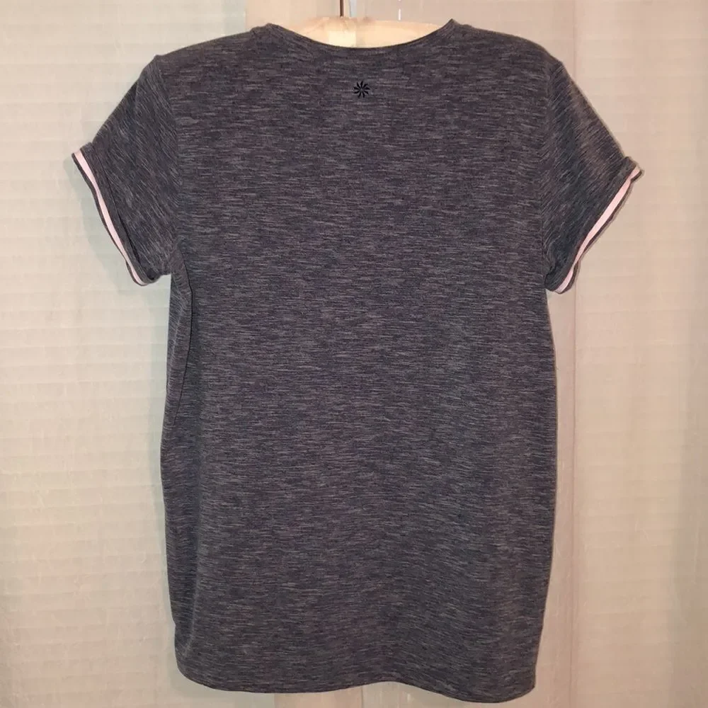 Athleta GIRL 16/XXL Heather Blue Blush Pink Cuffed Short Sleeve High Low Tee